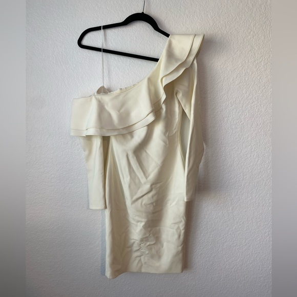 Cream Georgina Ruffle Dress. Perfect for bride or any date/party. - Picture 4 of 9